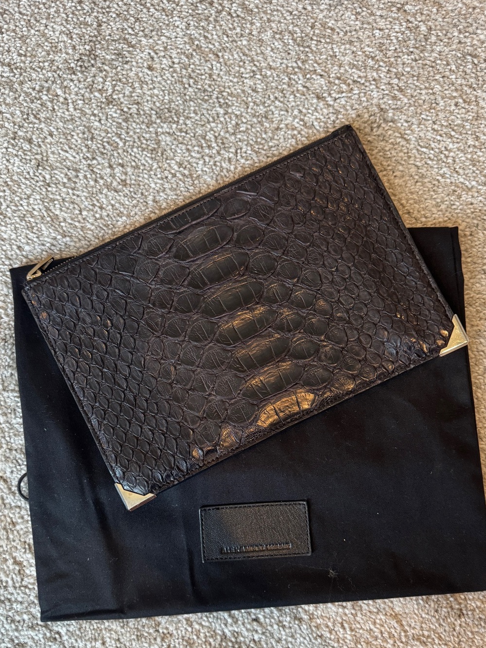 Alexander Wang Black Croc-Embossed Leather Clutch